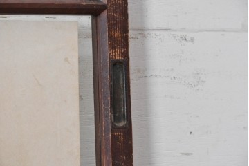 ヴィンテージ建具　昭和初期から昭和中期　マス目格子と腰板を組み合わせたシンプルなガラス戸2枚セット　(R-091012)