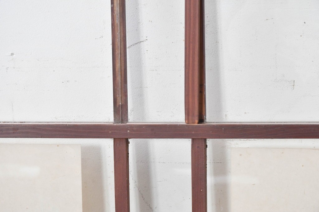 ヴィンテージ建具　昭和初期から昭和中期　マス目格子と腰板を組み合わせたシンプルなガラス戸2枚セット　(R-091012)