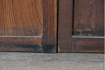 アンティーク建具　大正から昭和初期　ガラスが軽やかな印象を添えるガラス帯戸2枚セット　(R-091013)