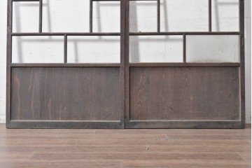 アンティーク建具　大正から昭和初期　大正ロマン　格子意匠が趣深い素朴な窓2枚セット　(R-091014)