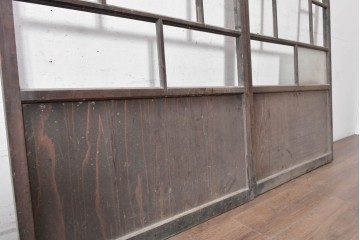 アンティーク建具　大正から昭和初期　大正ロマン　格子意匠が趣深い素朴な窓2枚セット　(R-091014)