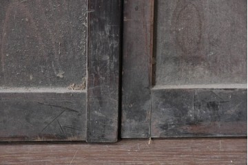 アンティーク建具　大正から昭和初期　大正ロマン　格子意匠が趣深い素朴な窓2枚セット　(R-091014)