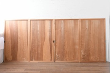 アンティーク建具　昭和初期から昭和中期　豊かな木目を楽しめるシンプルな板戸4枚セット　(R-091015)