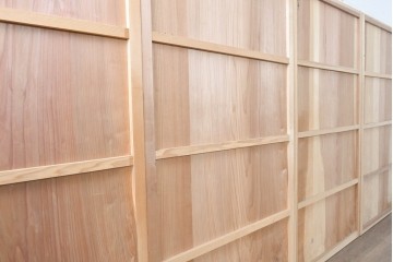 アンティーク建具　昭和初期から昭和中期　豊かな木目を楽しめるシンプルな板戸4枚セット　(R-091015)