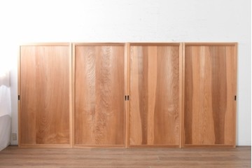 アンティーク建具　昭和初期から昭和中期　豊かな木目を楽しめるシンプルな板戸4枚セット　(R-091016)