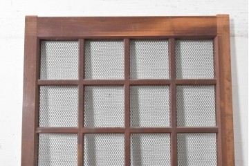 アンティーク建具　明治から大正期　総欅(ケヤキ)材　巾着型の飾り金具が印象的なきつね格子蔵戸1枚　(R-091018)