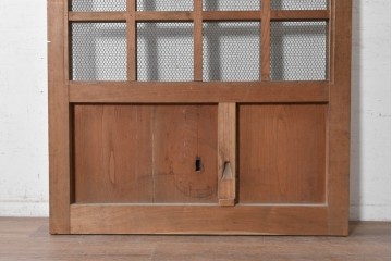 アンティーク建具　明治から大正期　総欅(ケヤキ)材　巾着型の飾り金具が印象的なきつね格子蔵戸1枚　(R-091018)