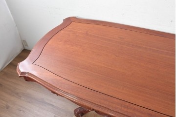 和製ヴィンテージ　花梨材　華やかな彫刻を施したダイニングテーブル　(R-091022)