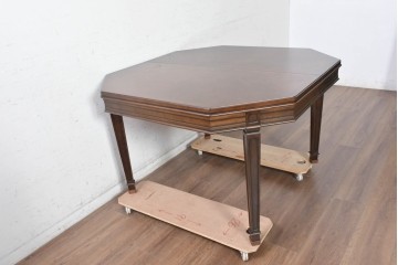 中古　美品　maruni(マルニ木工)　地中海ロイヤルシリーズ(ROYAL)　木目が放射状に広がるエクステンションテーブル　(R-091030)