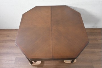 中古　美品　maruni(マルニ木工)　地中海ロイヤルシリーズ(ROYAL)　木目が放射状に広がるエクステンションテーブル　(R-091030)