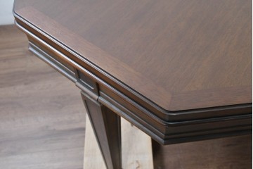 中古　美品　maruni(マルニ木工)　地中海ロイヤルシリーズ(ROYAL)　木目が放射状に広がるエクステンションテーブル　(R-091030)
