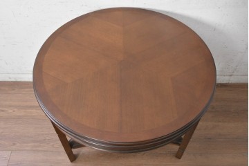 中古　美品　マルニ木工(maruni)　地中海ロイヤルシリーズ(ROYAL)　彫り装飾と天板の木目が上品なラウンドサイドテーブル　定価約14万円　(R-091031)