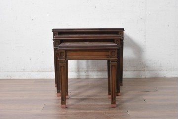 中古　美品　マルニ木工(maruni)　地中海ロイヤルシリーズ(ROYAL)　木目模様とライン装飾が美しいネストテーブル　定価約22万円　(R-091033)