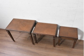 中古　美品　マルニ木工(maruni)　地中海ロイヤルシリーズ(ROYAL)　木目模様とライン装飾が美しいネストテーブル　定価約22万円　(R-091033)