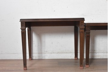中古　美品　マルニ木工(maruni)　地中海ロイヤルシリーズ(ROYAL)　木目模様とライン装飾が美しいネストテーブル　定価約22万円　(R-091033)