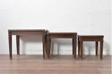 中古　美品　マルニ木工(maruni)　地中海ロイヤルシリーズ(ROYAL)　木目模様とライン装飾が美しいネストテーブル　定価約22万円　(R-091033)