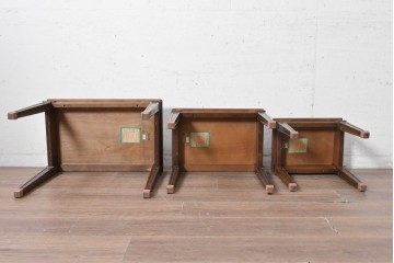 中古　美品　マルニ木工(maruni)　地中海ロイヤルシリーズ(ROYAL)　木目模様とライン装飾が美しいネストテーブル　定価約22万円　(R-091033)