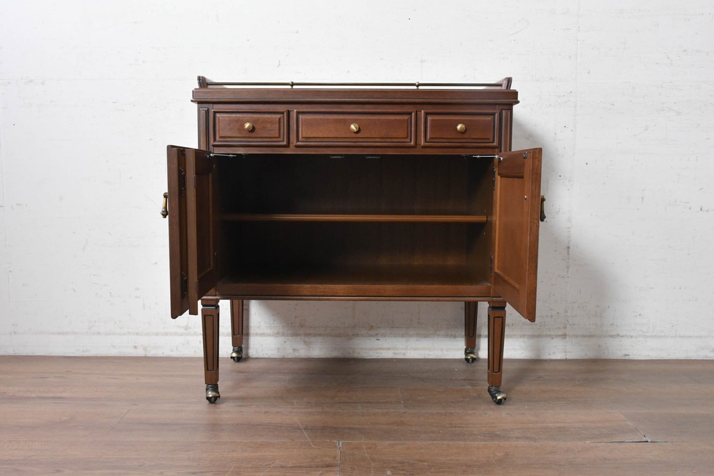 中古　希少な廃番品　maruni(マルニ木工)　地中海ロイヤルシリーズ(ROYAL)　　ビュッフェワゴン　(R-091036)