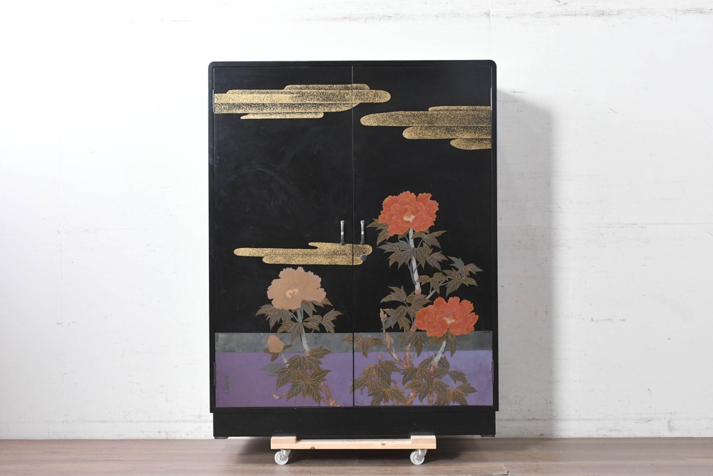 和製ヴィンテージ　最高級品!!　藪田信次作　漆絵入りの着物箪笥　定価約400万円　(R-091037)