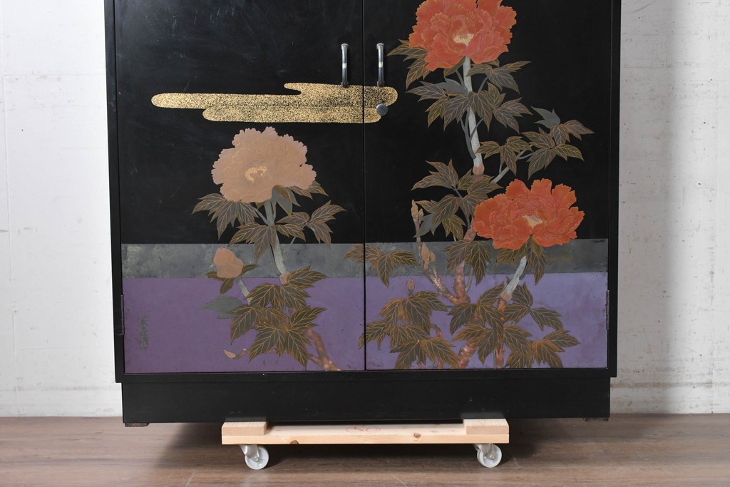 和製ヴィンテージ　最高級品!!　藪田信次作　漆絵入りの着物箪笥　定価約400万円　(R-091037)
