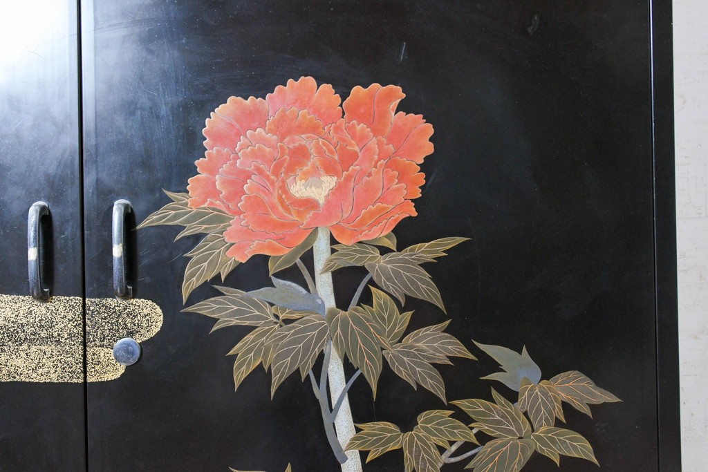 和製ヴィンテージ　最高級品!!　藪田信次作　漆絵入りの着物箪笥　定価約400万円　(R-091037)