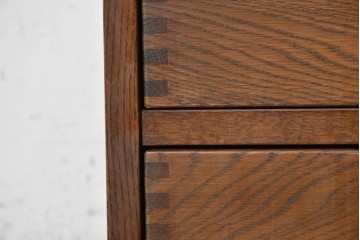 中古　美品　職人手作り　キャスター付き　しっかりとした作りのシンプルな2段サイドチェスト　(R-091043)
