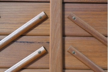 デンマークヴィンテージ　1960年から1970年頃　Sika Mobler(シカ・モブラー)　チーク材　両側に展開する多段式ソーイングボックス　(R-091047)
