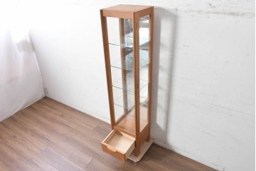 中古　美品　日進木工(nissin)　照明付きのスリムなキュリオケース　定価約20万円　(R-091055)
