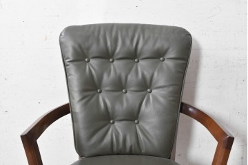 中古　美品　希少な廃番品　maruni(マルニ木工)　地中海ロイヤルシリーズ(ROYAL)　本革　デスクチェア　定価約23万円　(R-091058)