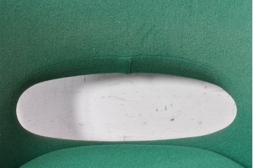 和製ヴィンテージ　レトロなフォルムが目を引くグリーンの回転椅子　(R-091060)