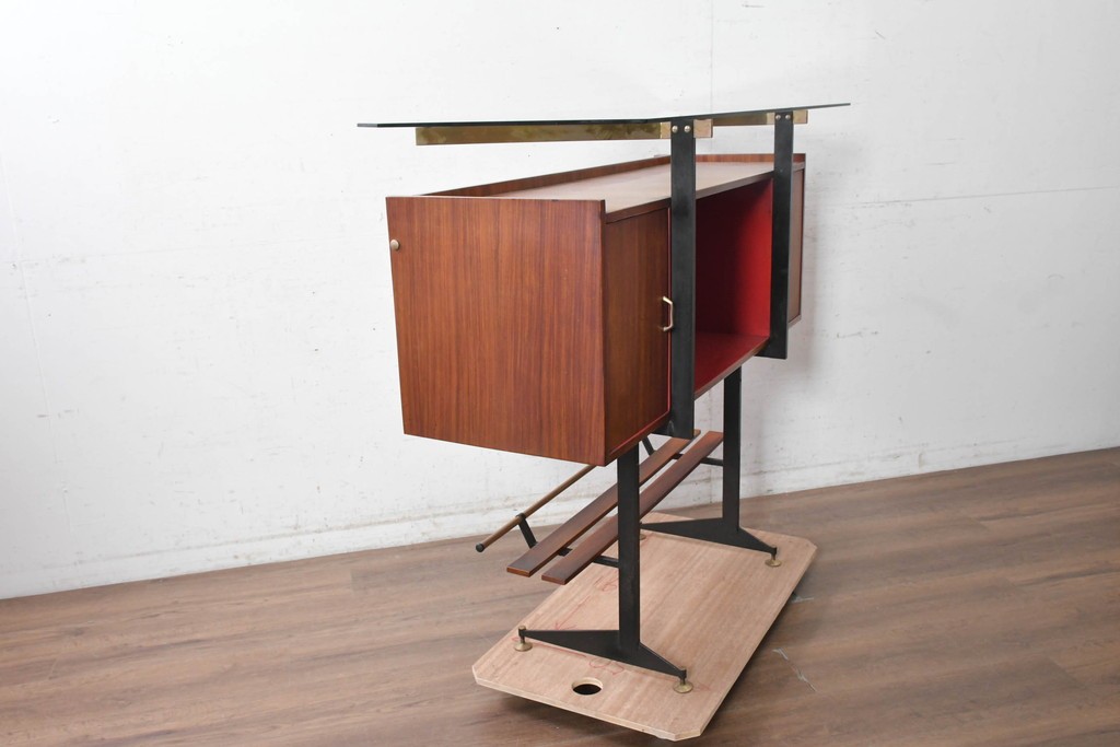 イタリアヴィンテージ　1950年から1960年頃　楽器モチーフが目を引くカウンターテーブルとチェア2脚セット　(R-091066)