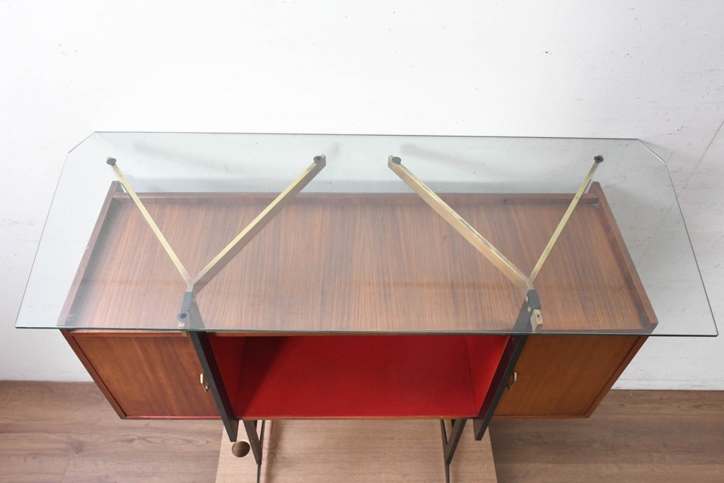 イタリアヴィンテージ　1950年から1960年頃　楽器モチーフが目を引くカウンターテーブルとチェア2脚セット　(R-091066)