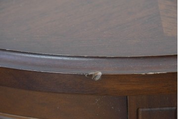 中古　マルニ木工(maruni)　地中海シリーズ　表情豊かな木目模様が魅力のラウンドサイドテーブル　(R-091069)