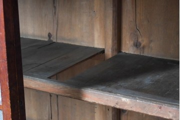 和製アンティーク　昭和初期　レトロなガラス戸と4杯の引き出しを備えた重ねキャビネット　(R-091079)