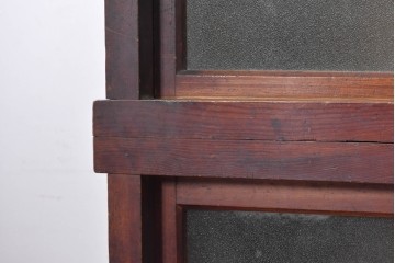 和製アンティーク　昭和初期　レトロなガラス戸と4杯の引き出しを備えた重ねキャビネット　(R-091079)
