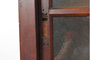 和製アンティーク　昭和初期　レトロなガラス戸と4杯の引き出しを備えた重ねキャビネット　(R-091079)