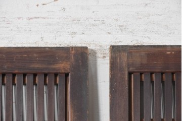 アンティーク建具　明治から大正期　細かな縦格子に裏障子枠付きの格子戸2枚セット　(R-091092)