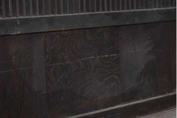 アンティーク建具　明治から大正期　細かな縦格子に裏障子枠付きの格子戸2枚セット　(R-091092)
