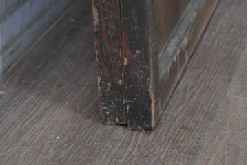 アンティーク建具　明治から大正期　細かな縦格子に裏障子枠付きの格子戸2枚セット　(R-091092)