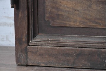 アンティーク建具　大正から昭和初期　幅広で存在感のある裏障子付き格子扉1枚　(R-091093)