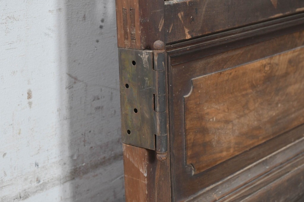 アンティーク建具　大正から昭和初期　幅広で存在感のある裏障子付き格子扉1枚　(R-091093)