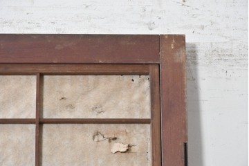 アンティーク建具　大正から昭和初期　幅広で存在感のある裏障子付き格子扉1枚　(R-091093)