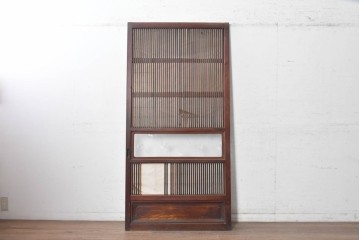 アンティーク建具　大正から昭和初期　昭和型板ガラス「ばら」を取り入れた裏障子付き引き戸1枚　(R-091095)