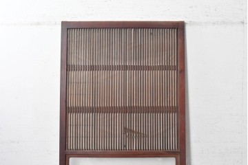 アンティーク建具　大正から昭和初期　昭和型板ガラス「ばら」を取り入れた裏障子付き引き戸1枚　(R-091095)