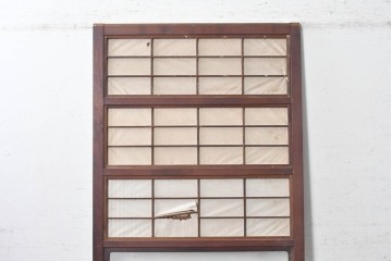 アンティーク建具　大正から昭和初期　昭和型板ガラス「ばら」を取り入れた裏障子付き引き戸1枚　(R-091095)