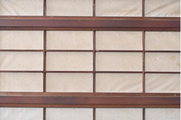 アンティーク建具　大正から昭和初期　昭和型板ガラス「ばら」を取り入れた裏障子付き引き戸1枚　(R-091095)
