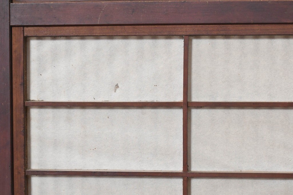 アンティーク建具　大正から昭和初期　昭和型板ガラス「ばら」を取り入れた裏障子付き引き戸1枚　(R-091095)