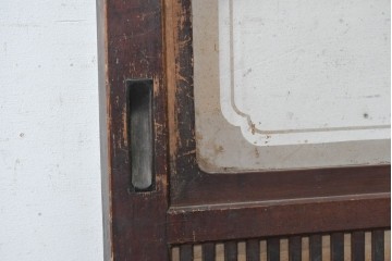 アンティーク建具　大正から昭和初期　木瓜ガラスと裏障子を備えたレトロな引き戸1枚　(R-091096)