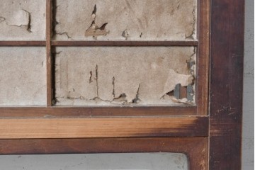 アンティーク建具　大正から昭和初期　木瓜ガラスと裏障子を備えたレトロな引き戸1枚　(R-091096)