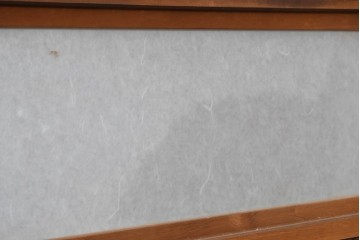 アンティーク建具　昭和初期　細身の縦桟が連なる裏障子付き格子戸2枚セット　(R-091097)
